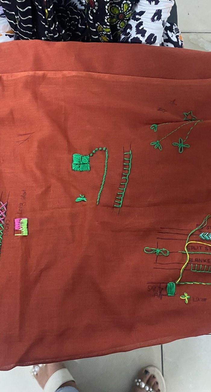 Hand embroidery stitch samples